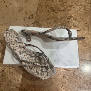 H&M Square Toe Snake-Print kitten heel sandals